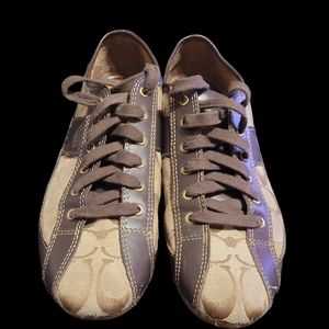 Coach Suee signature canvas leather brown A1258 sneakers size 8B